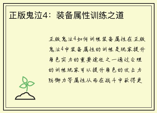 正版鬼泣4：装备属性训练之道